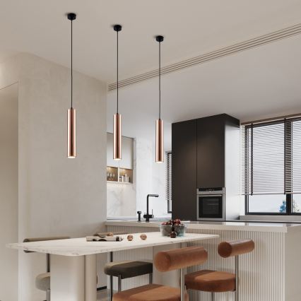 Lustre suspenso com cabo PUNTO 1xGU10/9W/230V ouro rosé