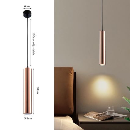 Lustre suspenso com cabo PUNTO 1xGU10/9W/230V ouro rosé