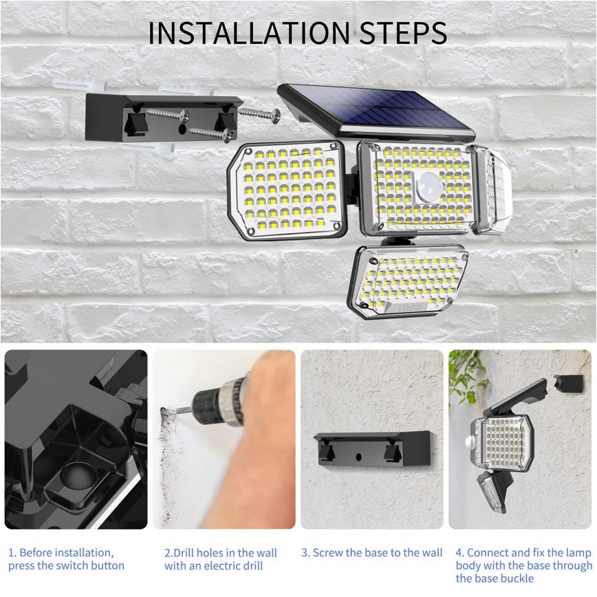 Iluminação solar de parede LED com sensor LED/5W/5,5V IP65 2400 mAh