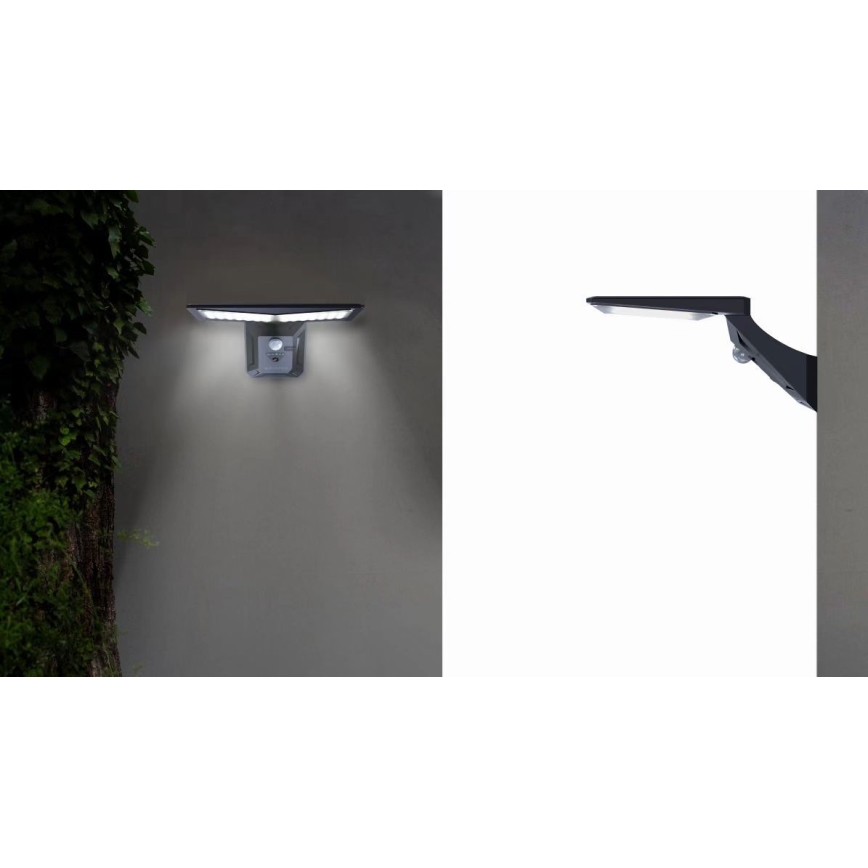 Iluminação solar de parede LED com sensor LED/2,6W/5,5V IP65 1800 mAh preto