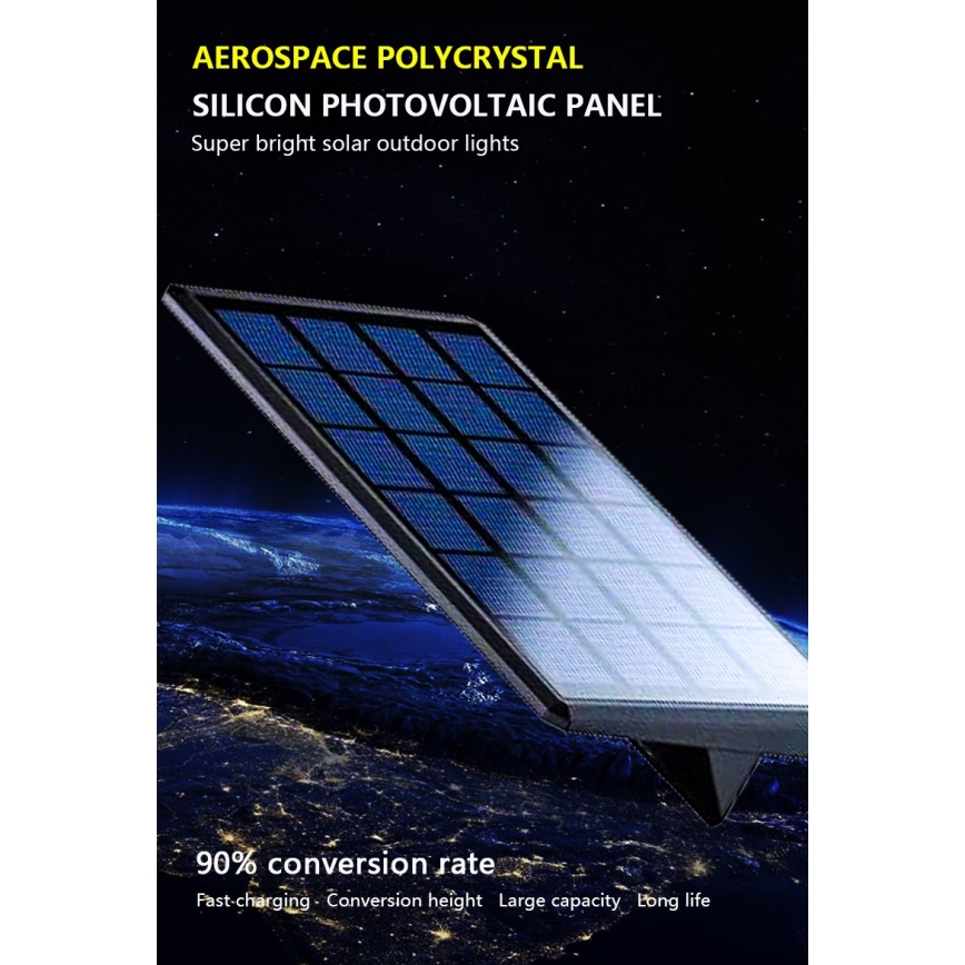 Iluminação solar de parede LED com sensor LED/2,6W/5,5V IP65 1800 mAh preto