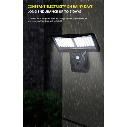 Iluminação solar de parede LED com sensor LED/2,6W/5,5V IP65 1800 mAh preto