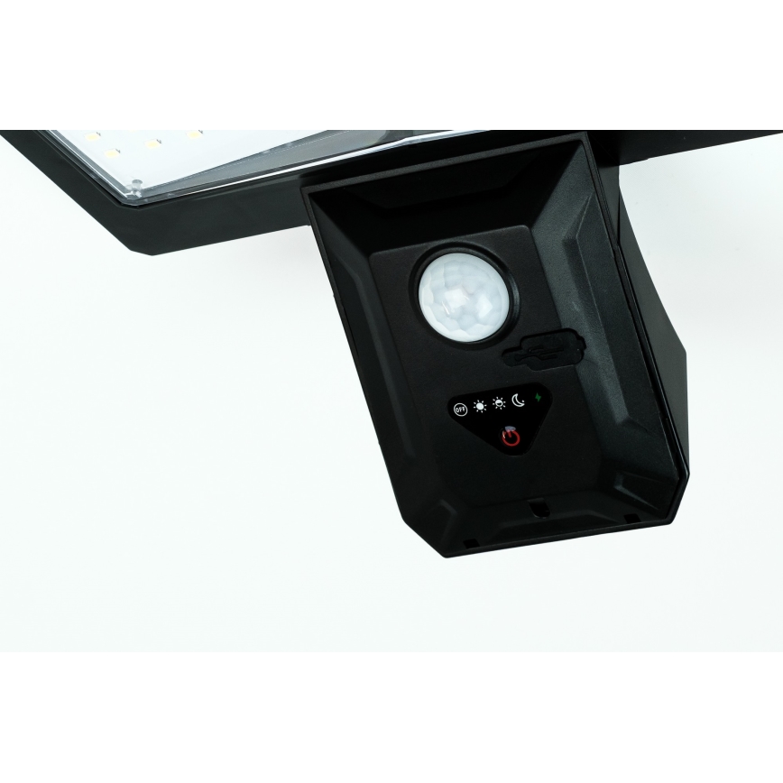 Iluminação solar de parede LED com sensor LED/2,6W/5,5V IP65 1800 mAh preto
