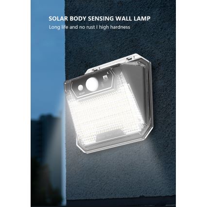 Iluminação solar de parede LED com sensor LED/3W/5,5V IP65 1200 mAh