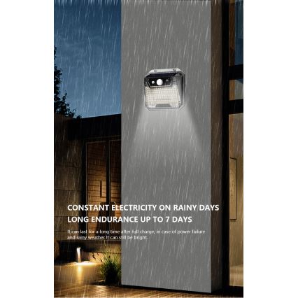 Iluminação solar de parede LED com sensor LED/3W/5,5V IP65 1200 mAh