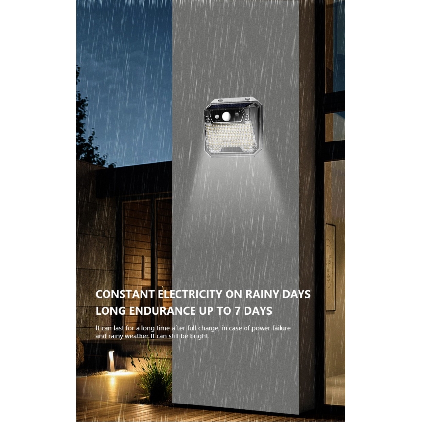 Iluminação solar de parede LED com sensor LED/3W/5,5V IP65 1200 mAh