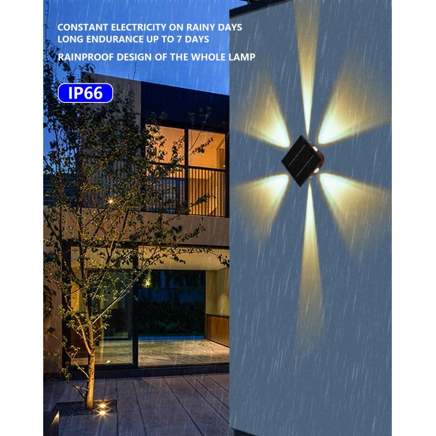 Luminária de parede solar LED com sensor LED/2W/5V IP54 1300 mAh