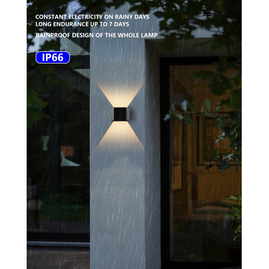 Luminária de parede solar LED com sensor LED/2W/5V IP54 1300 mAh