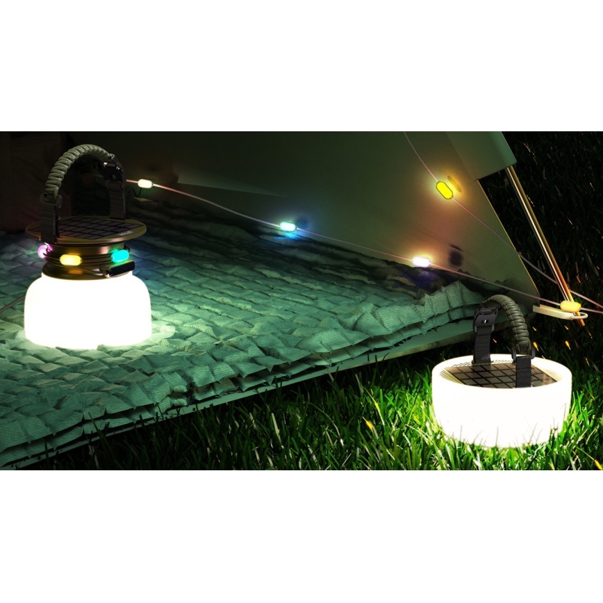 Lâmpada portátil solar recarregável LED RGB com corrente de LED LED/10W/5V 3600 mAh IP65 3600 mAh