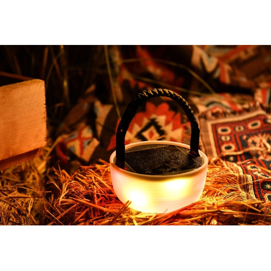 Lâmpada portátil solar recarregável LED RGB com corrente de LED LED/10W/5V 3600 mAh IP65 3600 mAh