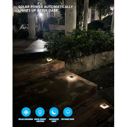 Iluminação solar LED exterior com sensor LED/0,03W/1,2V IP54 800 mAh