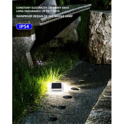 Iluminação solar LED exterior com sensor LED/0,03W/1,2V IP54 800 mAh