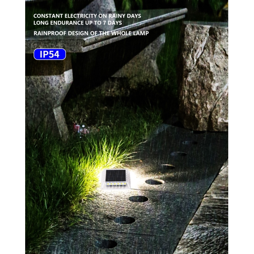 Iluminação solar LED exterior com sensor LED/0,03W/1,2V IP54 800 mAh