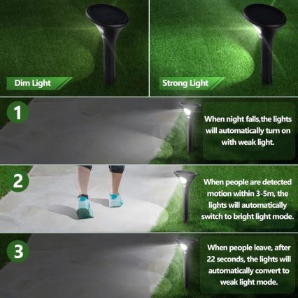 Lâmpada Solar LED com sensor LED/1W/3,7V 6000K IP65 1500 mAh