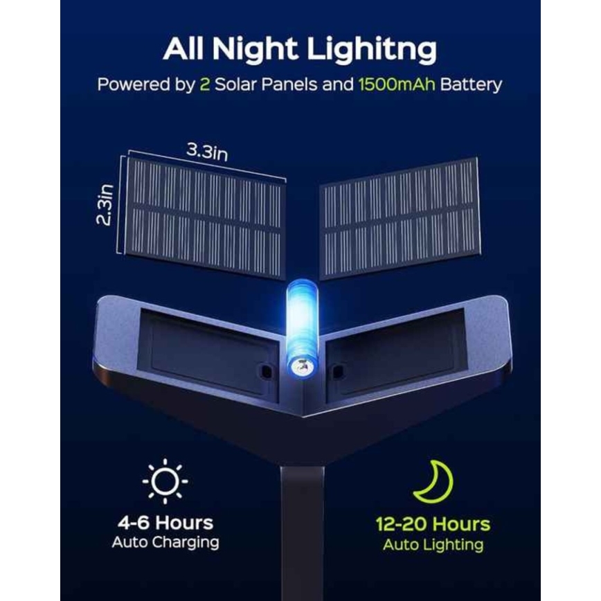 Lâmpada solar LED com sensor SUN BUTTERFLY LED/1,5W/3,7V 3000/6000K IP65 1500 mAh