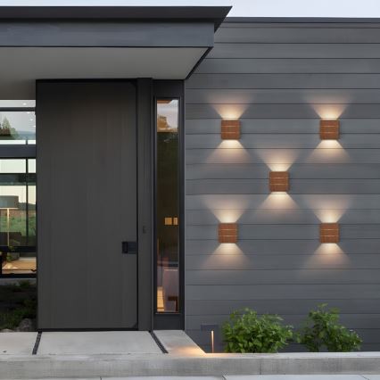 Aplique de parede LED para exterior LUXLINE – 6W/230V, 3000K, IP54, acabamento nogueira