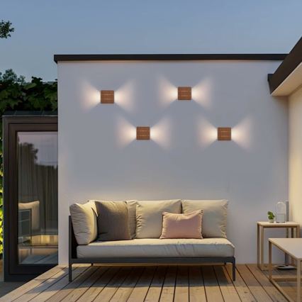 Aplique de parede LED para exterior LUXLINE – 6W/230V, 3000K, IP54, acabamento nogueira
