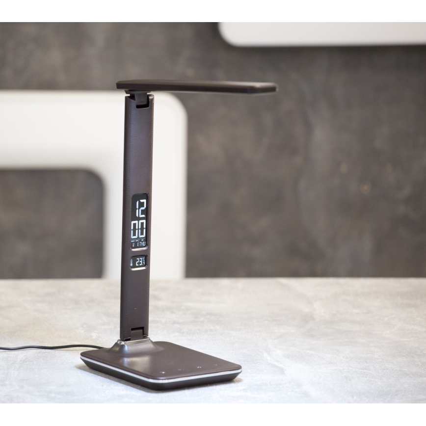 Candeeiro de mesa LED com regulação e ecrã LED/9W/230V/12V preto
