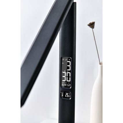 Candeeiro de mesa LED com regulação e ecrã LED/9W/230V/12V preto