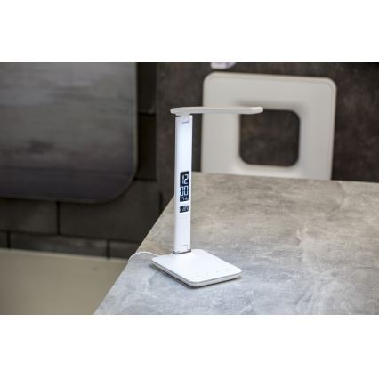 Candeeiro de mesa LED com visor LED/9W/230V branco