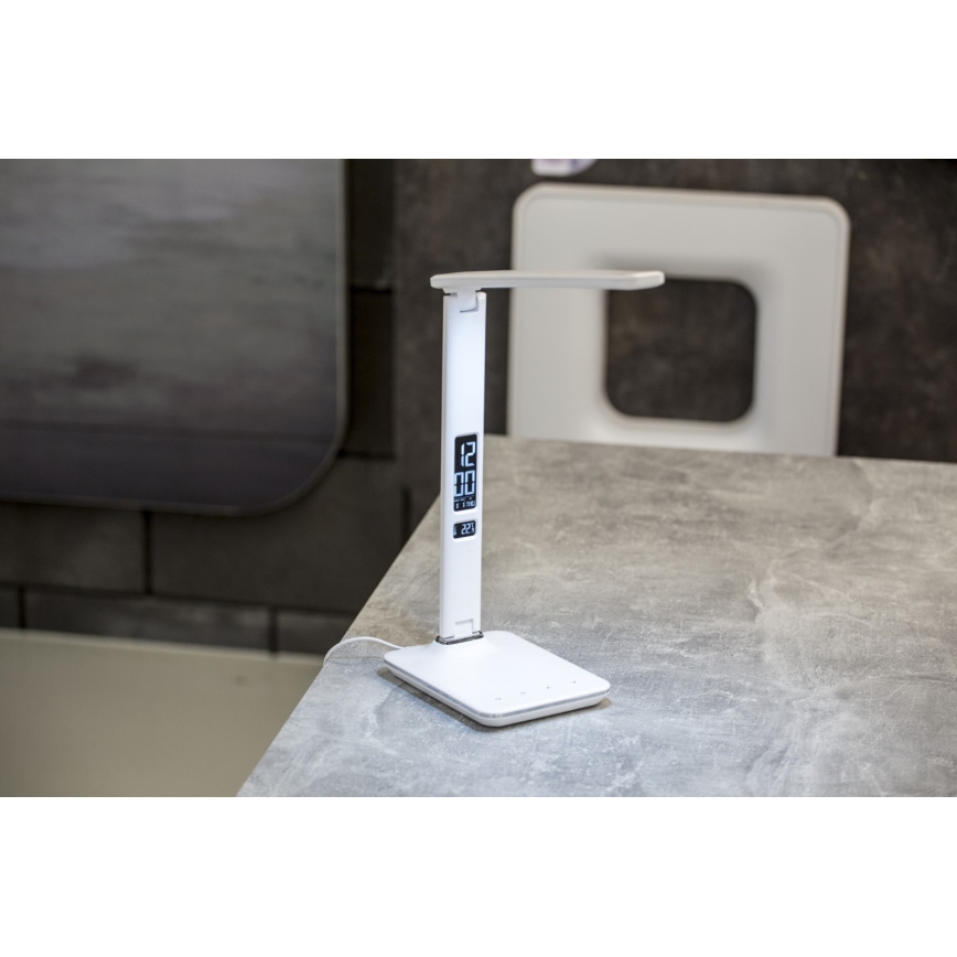 Candeeiro de mesa LED com visor LED/9W/230V branco