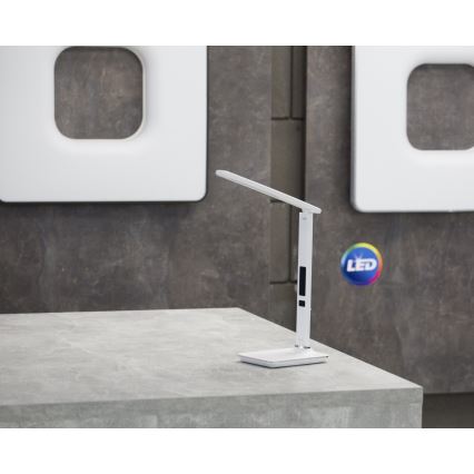 Candeeiro de mesa LED com visor LED/9W/230V branco