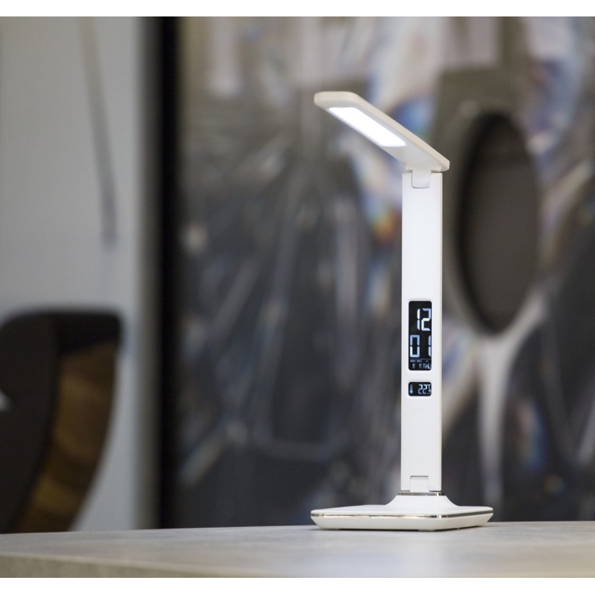 Candeeiro de mesa LED com visor LED/9W/230V branco