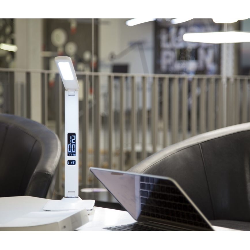 Candeeiro de mesa LED com visor LED/9W/230V branco