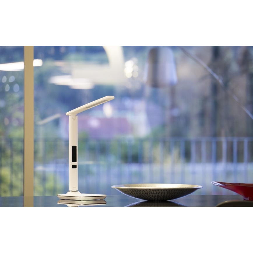 Candeeiro de mesa LED com visor LED/9W/230V branco