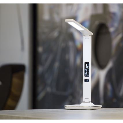 Candeeiro de mesa LED com visor LED/9W/230V branco