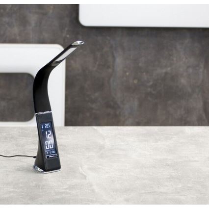 LED Candeeiro de mesa com visor LEATHER LED/7W/230V preto antigo