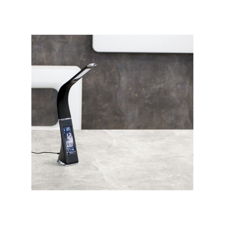 LED Candeeiro de mesa com visor LEATHER LED/7W/230V preto antigo