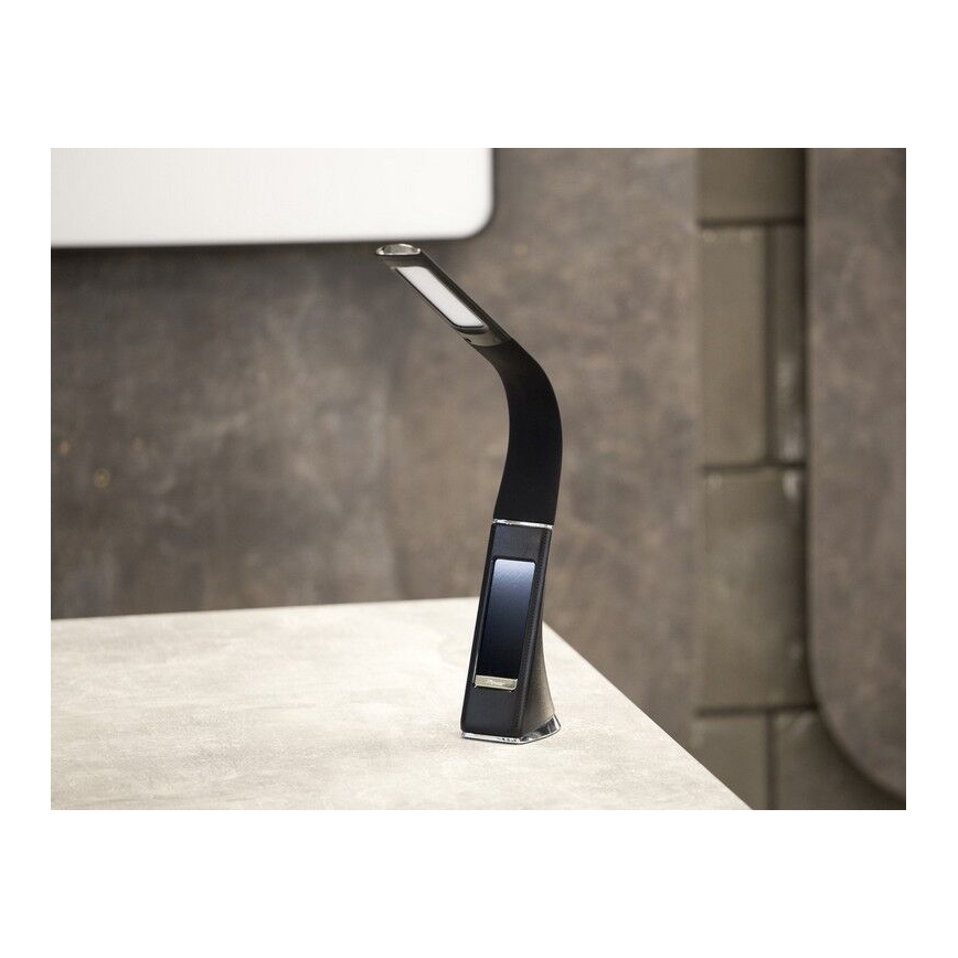 LED Candeeiro de mesa com visor LEATHER LED/7W/230V preto antigo