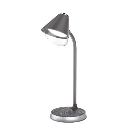 Lâmpada de mesa LED regulável com carregamento sem fio FINCH LED/9W/12/230V cinza/cromado brilhante