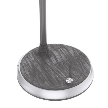 Lâmpada de mesa LED regulável com carregamento sem fio FINCH LED/9W/12/230V cinza/cromado brilhante