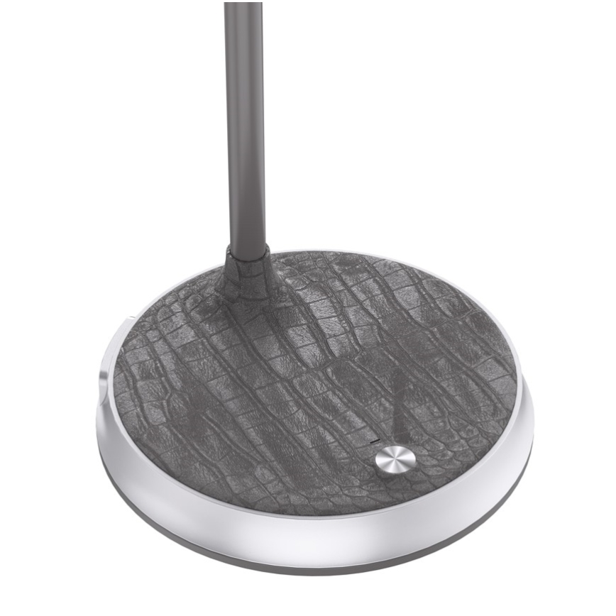Lâmpada de mesa LED regulável com carregamento sem fio FINCH LED/9W/12/230V cinza/cromado brilhante