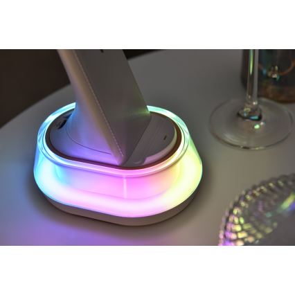Lâmpada de mesa LED RGB regulável com carregamento sem fio CORELLA LED/7W/12/230V preta