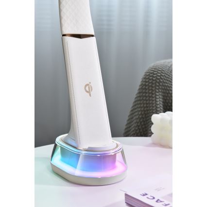Lâmpada de mesa LED RGB regulável com carregamento sem fio CORELLA LED/7W/12/230V branca