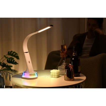 Lâmpada de mesa LED RGB regulável com carregamento sem fio CORELLA LED/7W/12/230V branca
