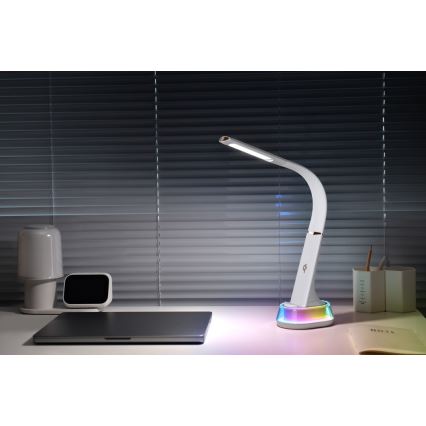 Lâmpada de mesa LED RGB regulável com carregamento sem fio CORELLA LED/7W/12/230V branca