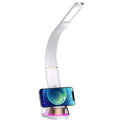 Lâmpada de mesa LED RGB regulável com carregamento sem fio CORELLA LED/7W/12/230V branca