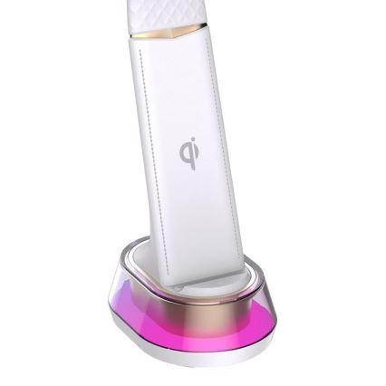 Lâmpada de mesa LED RGB regulável com carregamento sem fio CORELLA LED/7W/12/230V branca