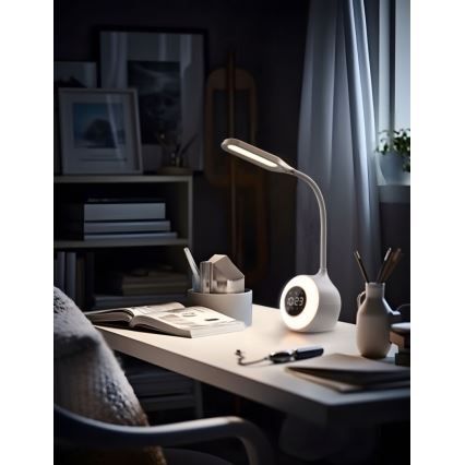 LED RGBW Candeeiro de mesa com regulação com despertador FALCON LED/10W/12V