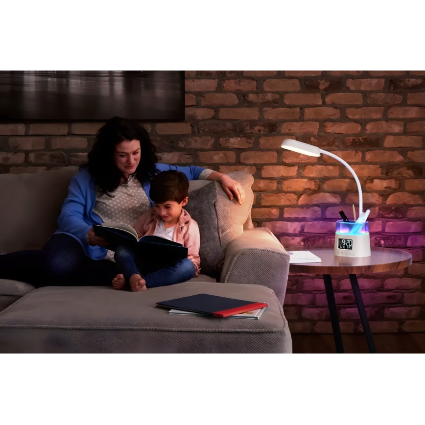 LED RGBW Candeeiro de mesa com regulação e porta-lápis FALCON LED/10W/5V