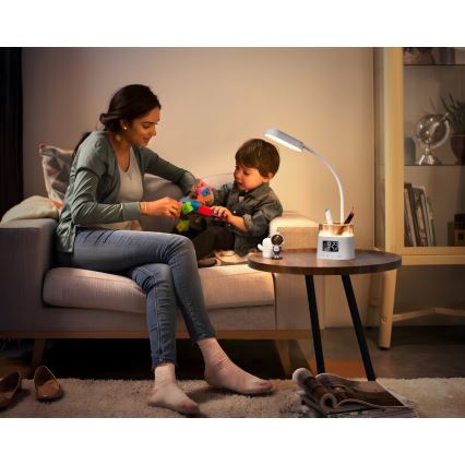 LED RGBW Candeeiro de mesa com regulação e porta-lápis FALCON LED/10W/5V