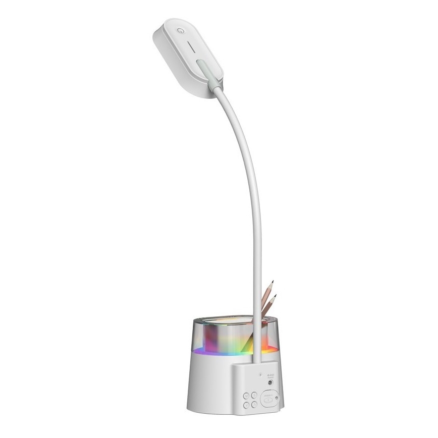 LED RGBW Candeeiro de mesa com regulação e porta-lápis FALCON LED/10W/5V