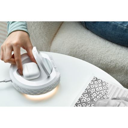 Despertador com ecrã LCD e carregador sem fios Qi 27W/9V 220 mAh branco