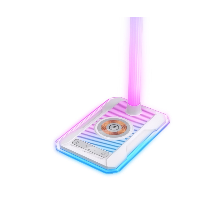 Candeeiro de mesa LED RGBW com regulação e carregamento Qi 30W/230V 3000K/4000K/5000K branco