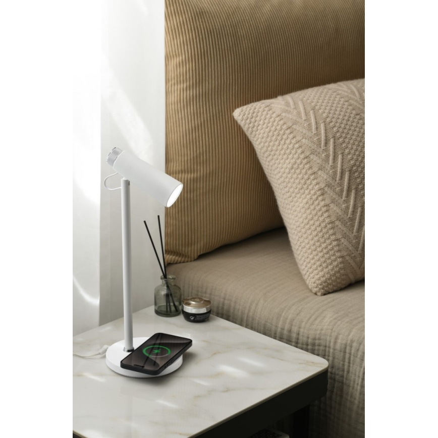 Candeeiro de mesa LED com regulação e carregamento sem fios TIT LED/12W/230V branco