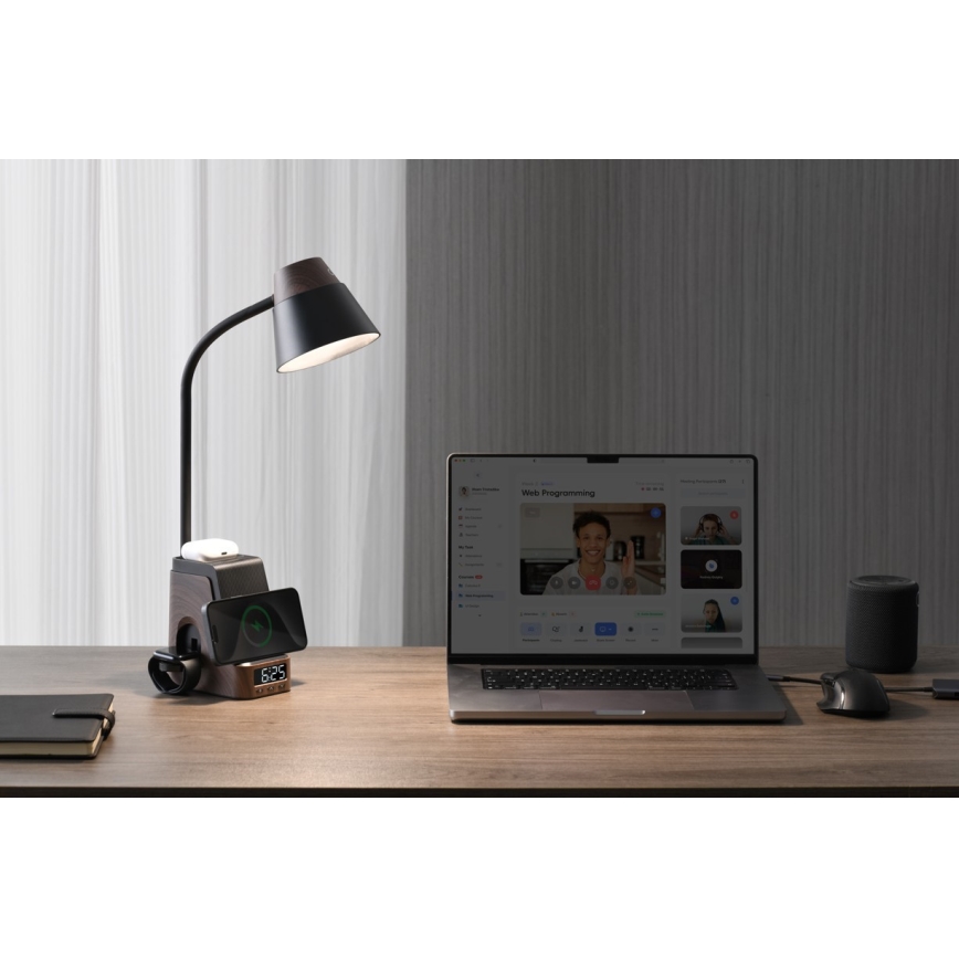 Candeeiro de mesa LED+CCT dimerizável com carregamento sem fios QI IDEAL LED/8W/230V 2700/4000/5000K castanho